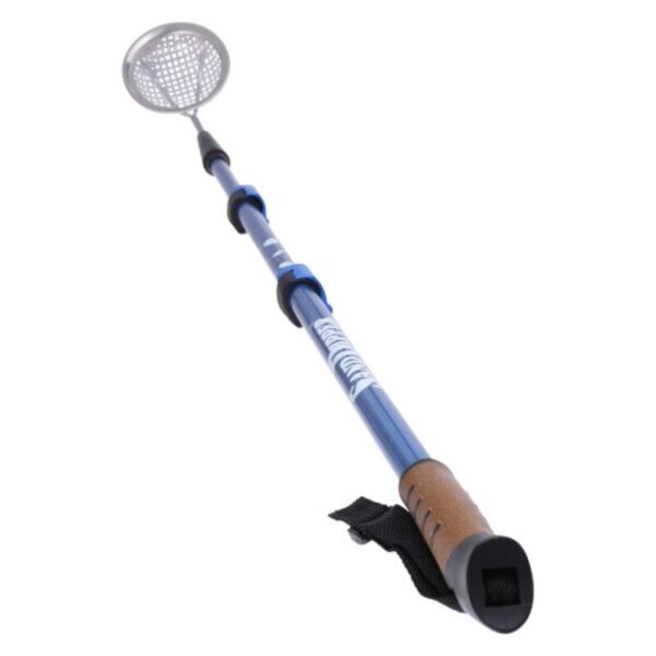 Sand Dipper Full Size with Custom Laser Scribing - Choice of Blue or Pink Pole with Small or Large Basket - Adjustable Beach Scoop Shovel & Sifter Tool for Beachcombing – Also Can Be a Walking Stick