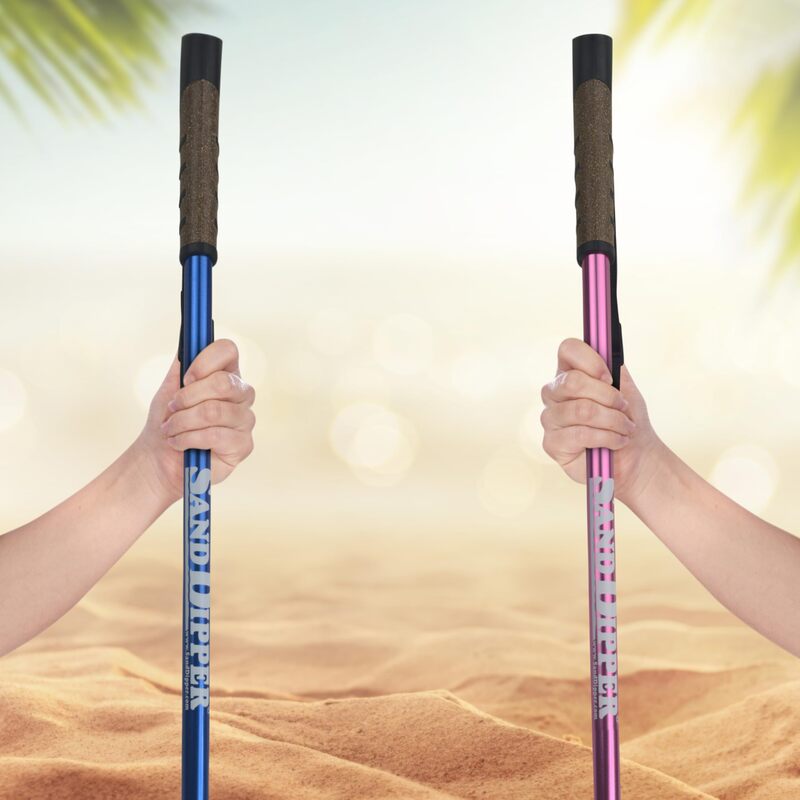 714HyQN0yCL (1) Sand Dipper Beachcomber Couple’s Kit – Adjustable Pink & Blue Full-Size Scoops for Beachcombing Shells, Sea Glass, Shark Teeth – Durable Sand Sifter Poles with 4” Stainless Steel Baskets