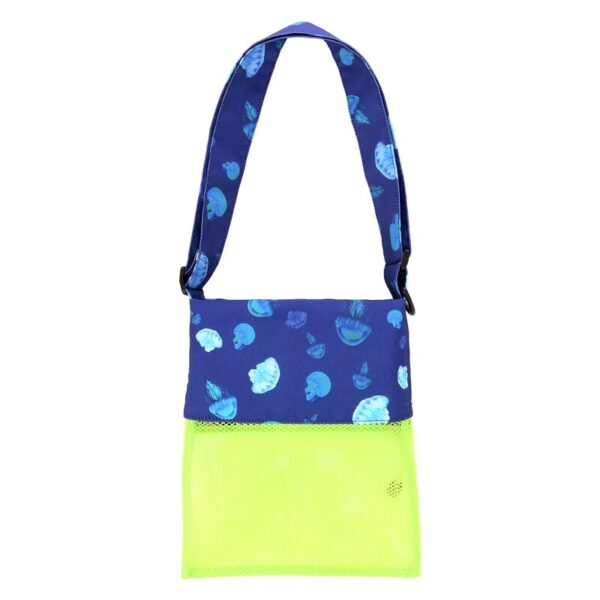71Bhb6xZjEL Sand Dipper 3 Pocket Shell Collecting Beach Bag Luxury Cotton Limited Edition Prints (Blue Jellyfish)