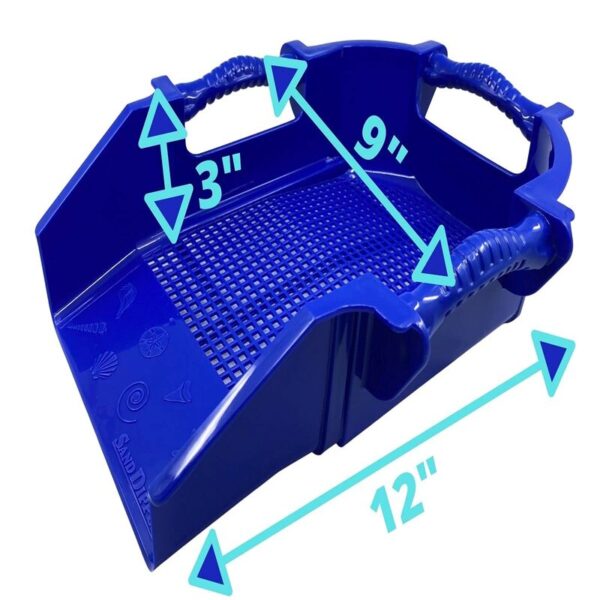 Sand Dipper Treasure Digger Shark Tooth Sifter & Sand Shovel – Ergonomic Multi-Handle Sand Sifter for The Beach with a Shovel-Shaped Head Makes It Easy to Dig & Sift to Find Treasures (Blue)