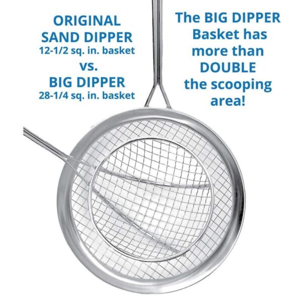 71QUKMq1EaL (2) Sand Dipper Full Size Beach Scoop Shovel & Sifter Tool for Beachcombing – Adjustable Sea Glass, Shell, Shark Tooth Sifter for the Beach – Can Be Used as a Walking or Hiking Stick Too –6” Basket (pink)