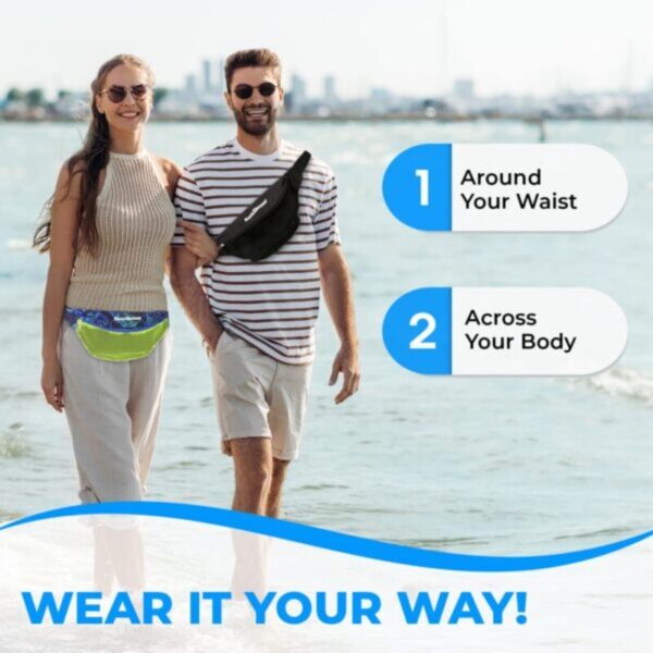 Sand Dipper Seashell Bag Fanny Pack for Women & Men - One Size Fits Most Shell Collecting Hip Bag With a Front Mesh Pocket & Hidden Zippered Pocket - Beachcombing Waist & Cross Body Bum Bag – Neon