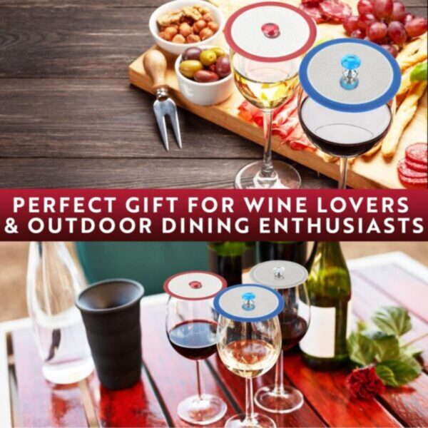 815CDnYI5BL-600x600 (1) Luxury Stainless Steel Wine Glass Covers - Set of 4 Bug-Free Outdoor Drink Cup Covers for Vino, Coffee, Tea, Beer. Keep Drinks Free from Flies, Bees, and Insects!