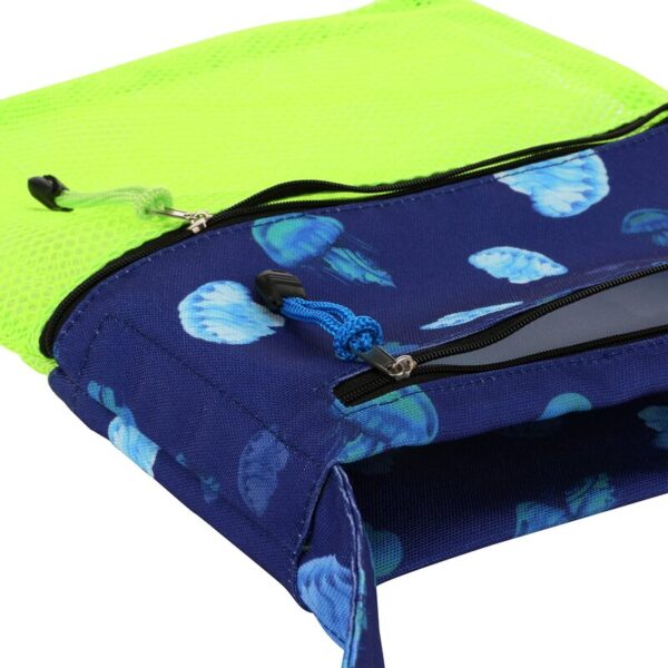 81OpNGmVQNL Sand Dipper 3 Pocket Shell Collecting Beach Bag Luxury Cotton Limited Edition Prints (Blue Jellyfish)
