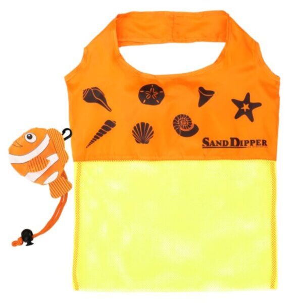 81OwCbVUH4L-600x600 Sand Dipper Expandable Mesh Tote Bag | Cute Clownfish nylon bag (Orange clownfish)
