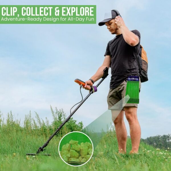 Sand Dipper Skinny Lightweight Shell Collecting Beach Bag with Carabiner Clip - Clips to pole, belt loops, backpack, or beach bag