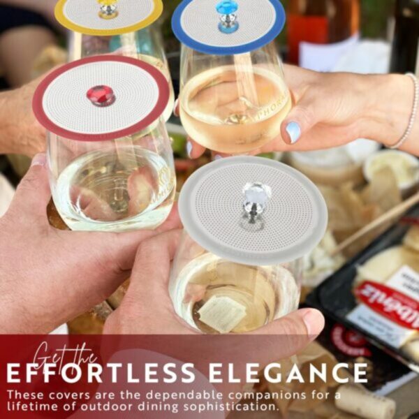 81uoWhmF2L-600x600 (1) Luxury Stainless Steel Wine Glass Covers - Set of 4 Bug-Free Outdoor Drink Cup Covers for Vino, Coffee, Tea, Beer. Keep Drinks Free from Flies, Bees, and Insects!