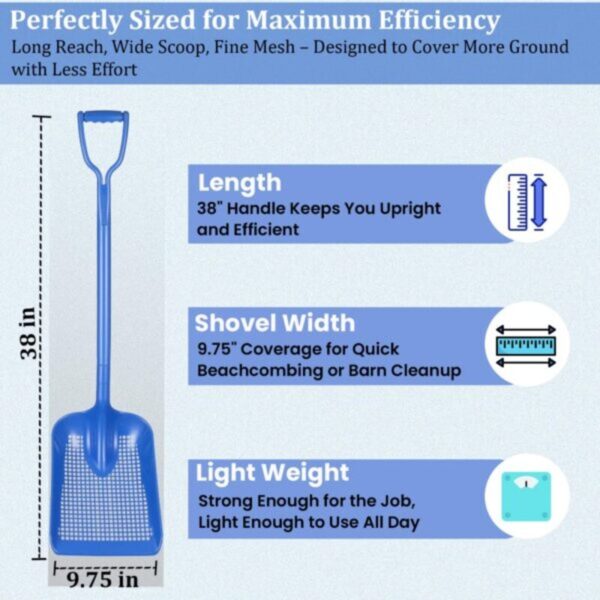 91qtzTr6pEL-3-600x600 (1) Sand Dipper Treasure Shovel Digger Sifter - Tough Plastic Shovel for Beach, Chicken Coop Poop, Goat Stall Cleaning, and Backyard Barns