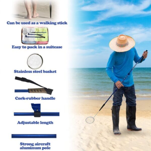 91rsnNH9b5L-600x600 Sand Dipper Full Size Beach Scoop Shovel & Sifter Tool for Beachcombing – Adjustable Sea Glass, Shell, Shark Tooth Sifter for the Beach – Can Be Used as a Walking or Hiking Stick Too –6” Basket (pink)