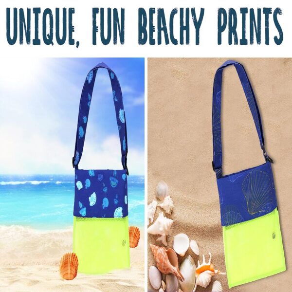 91vf9idqFfL Sand Dipper 3 Pocket Shell Collecting Beach Bag Luxury Cotton Limited Edition Prints (Blue Shells)