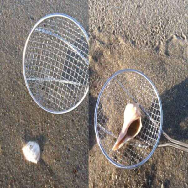 Sand Dipper Full Size Beach Scoop Shovel & Sifter Tool for Beachcombing – Adjustable Sea Glass, Shell, Shark Tooth Sifter for the Beach – Can Be Used as a Walking or Hiking Stick Too – Pink, 4” Basket